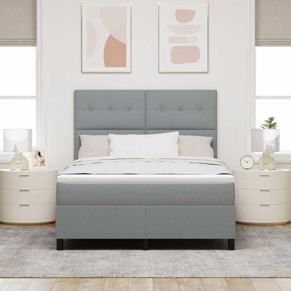 Легло с пружинирана основа Светлосиво 140 x 200 cm текстил