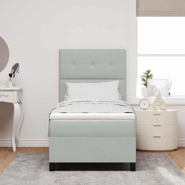 Легло с пружинирана основа Светлосиво 90 x 190 cm текстил