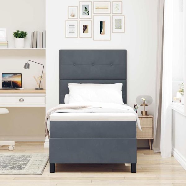 Легло с пружинирана основа Тъмен сив 100 x 200 cm текстил