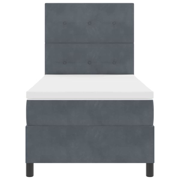 Легло с пружинирана основа Тъмен сив 100 x 200 cm текстил