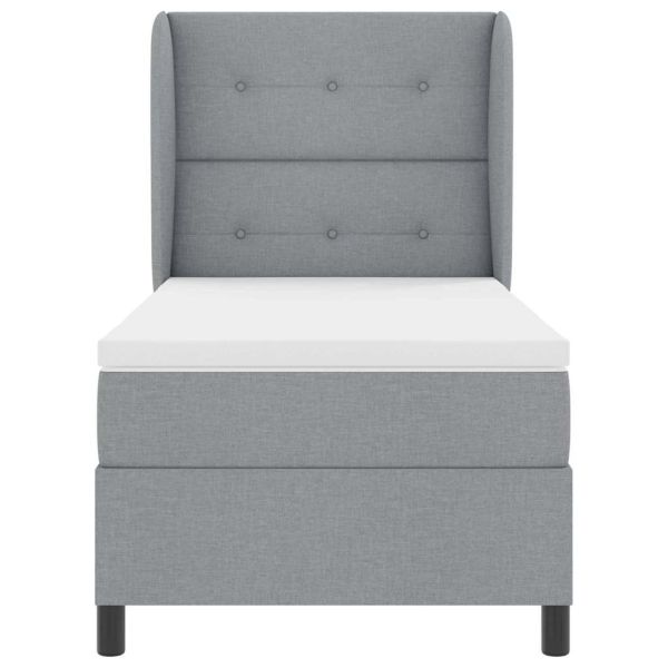 Легло с пружинирана основа Светлосиво 90 x 200 cm текстил