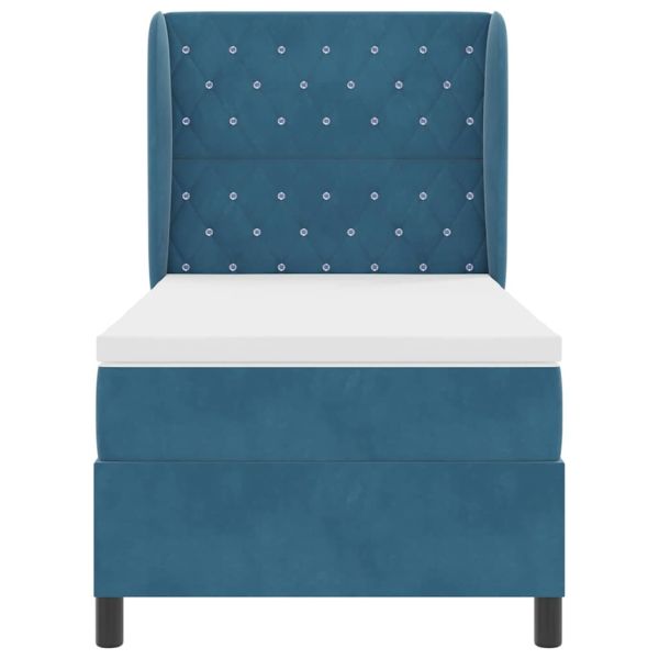 Легло с пружинирана основа Тъмен син 200 x 90 см Полиестер