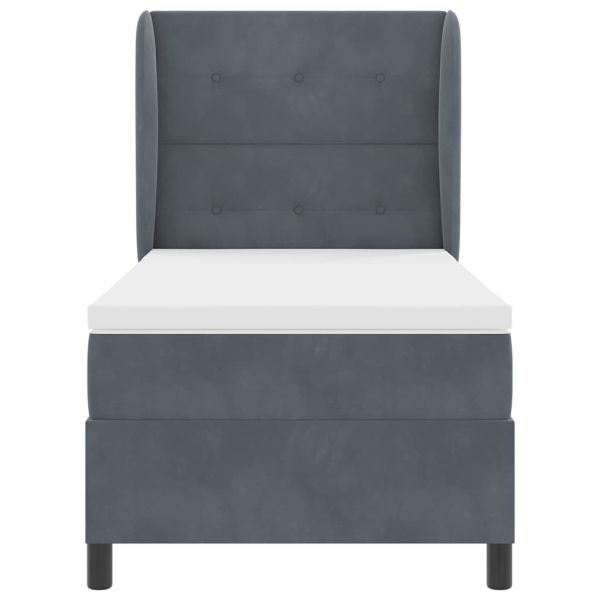 Легло с пружинирана основа Тъмен сив 200 x 100 cm Полиестер