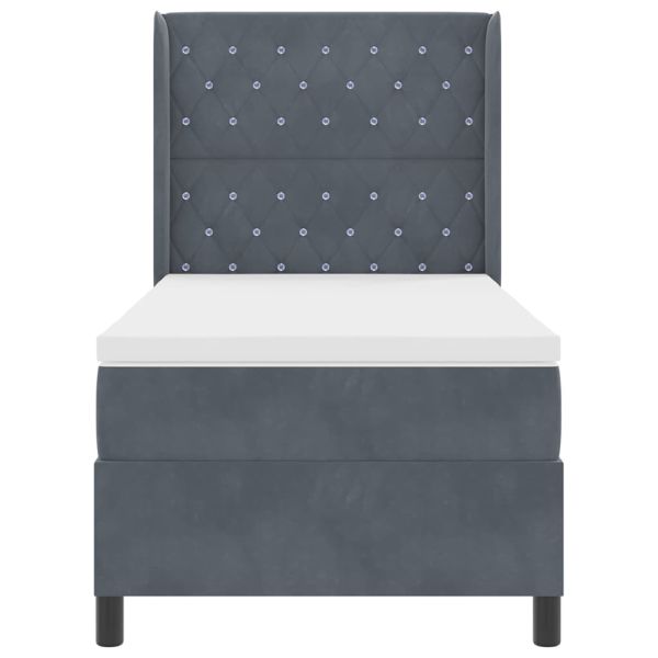 Легло с пружинирана основа Тъмен сив 90 x 200 cm Кадифе