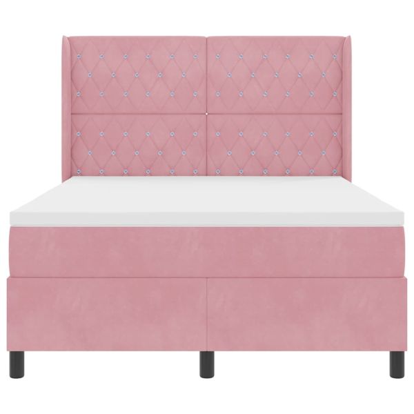 Легло с пружинирана основа с матрак Розово 140 x 190 cm Кадифе