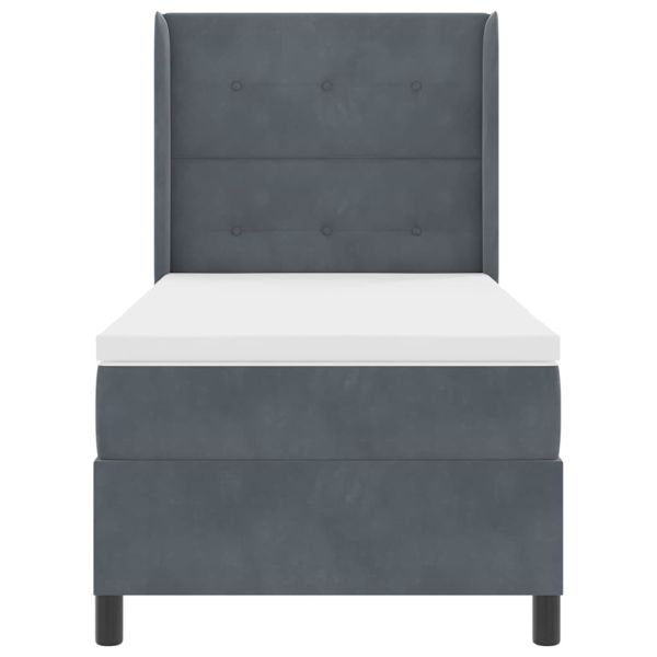 Легло с пружинирана основа Тъмен сив 100 x 200 cm Кадифе