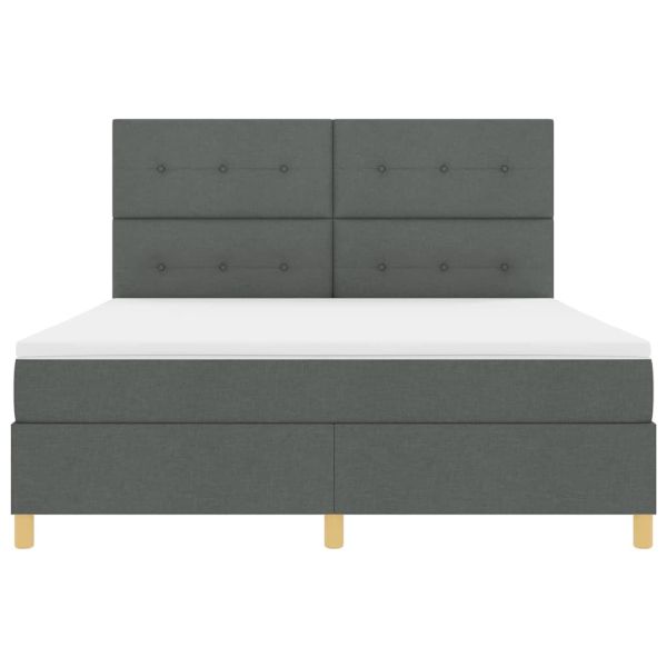 LED кутия за пружини с легло Тъмен сив 180 x 200 cm текстил