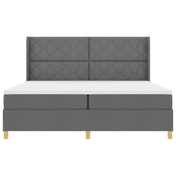 Легло с пружинирана основа с матрак Сив 200 x 200 cm текстил