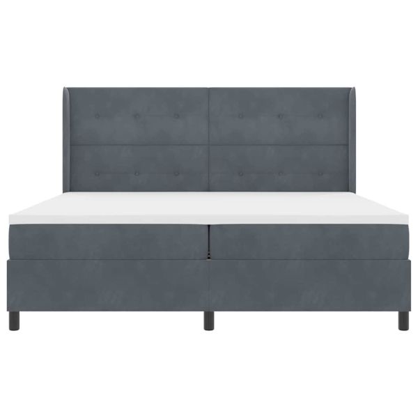 Легло с пружинирана основа с LED Тъмен сив 200 x 200 cm Кадифе