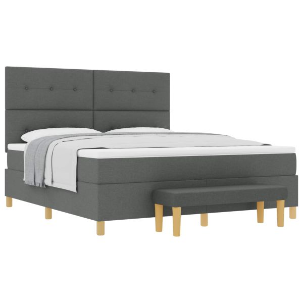 Легло с пружинирана основа Тъмносив 180 x 200 cm текстил