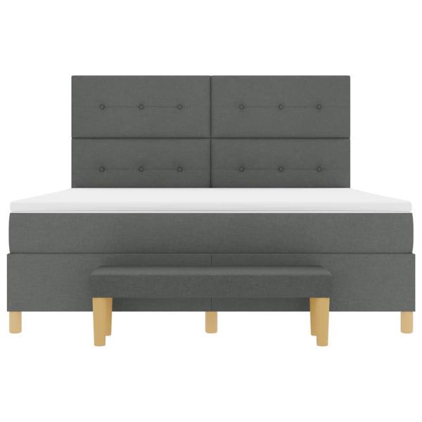 Легло с пружинирана основа Тъмносив 180 x 200 cm текстил