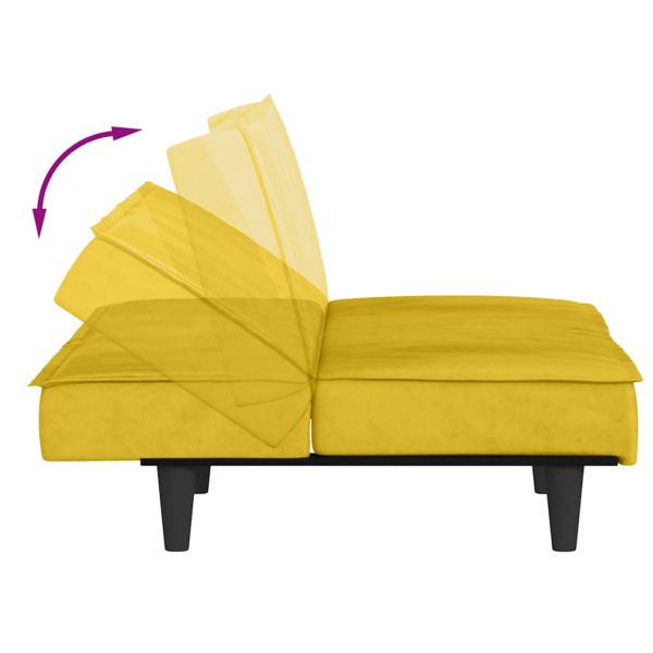 Разтегателен диван, жълт, кадифе