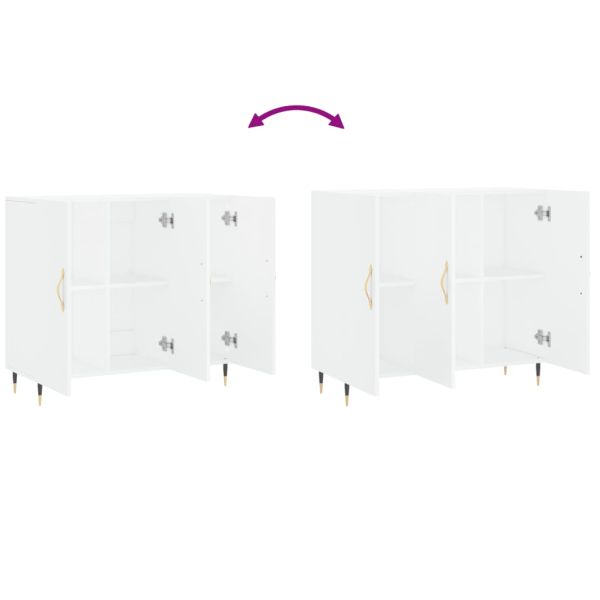 Сайдборд, бял, 90x34x80 см, инженерно дърво