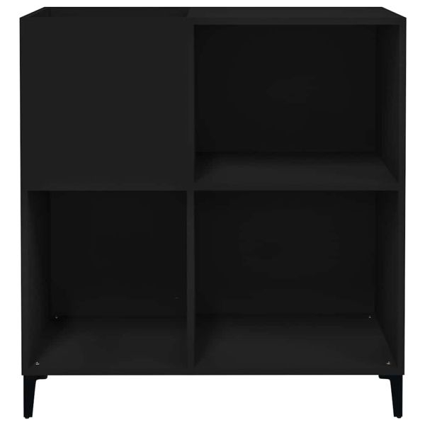 Шкаф за грамофонни плочи черен 84,5x38x89 см инженерно дърво