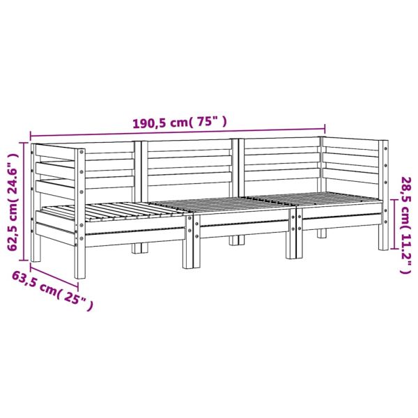 Градински диван, 3-местен, импрегниран бор
