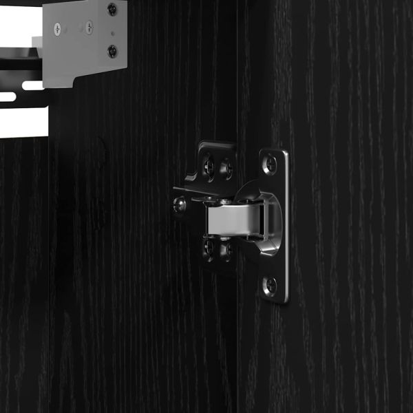 Стенен шкаф за баня с огледало Черен дъб 60x21x60 cm