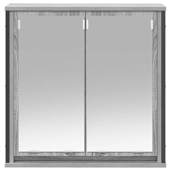 Стенен шкаф за баня с огледало сив сонома 60x21x60 cm