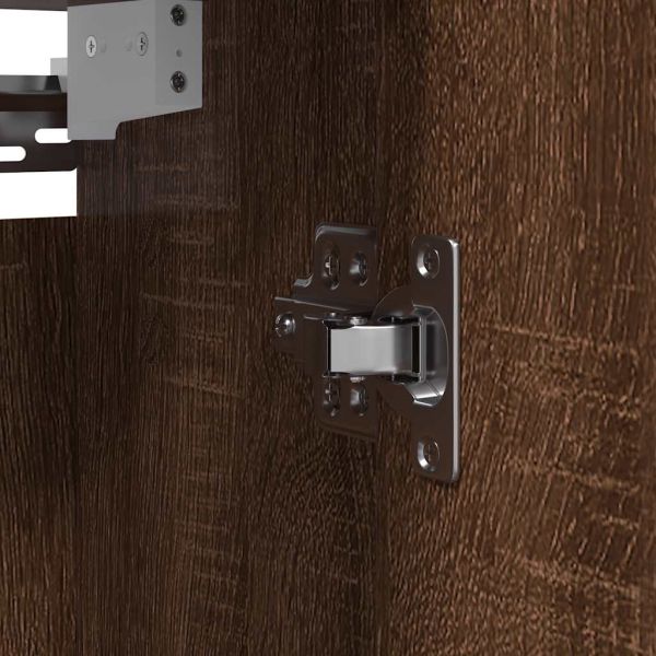 Стенен шкаф за баня с огледало кафяв дъб 60x21x60 cm