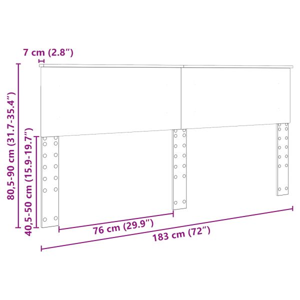 Облегалка за глава с таблото Сив Сонома 180 cm Инженерно дърво