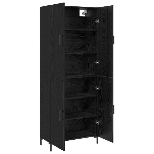 Висок шкаф Черен дъб 69,5 x 34 x 180 см Инженерно дърво