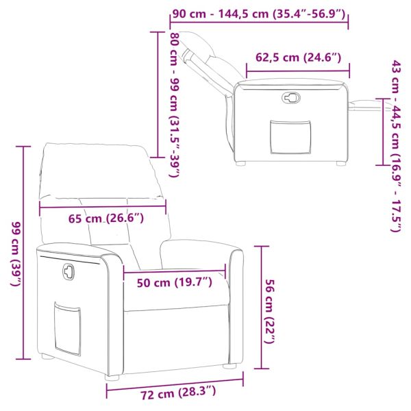 Реклайнер стол, бежов, микрофибърен текстил