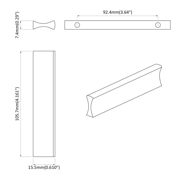 Дръжка 12 pcs Сребрист 105.7 x 7.4 x 15.5 мм Алуминий