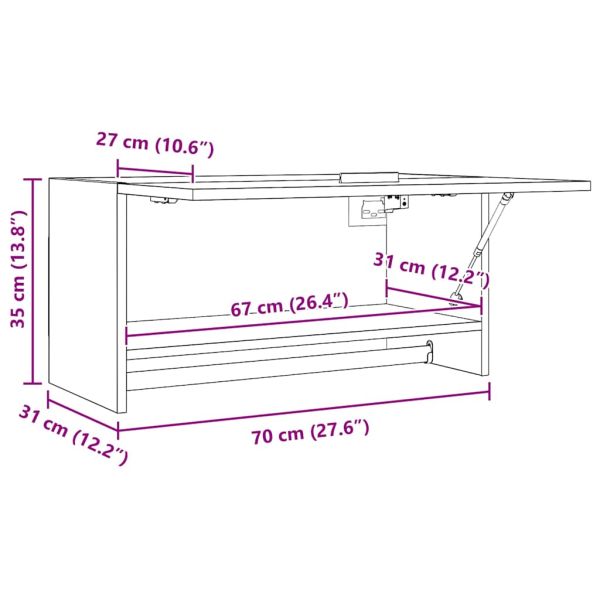 Гардероб, бетонно сив, 70x32,5x35 см, инженерно дърво