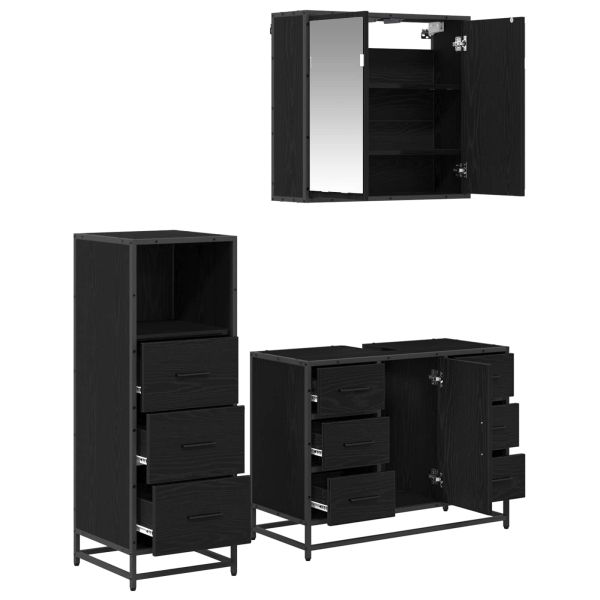 Комплект мебели за баня с рафт 3 pcs Черния дъб Инженерно дърво