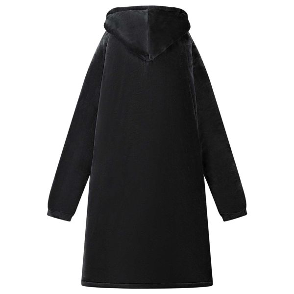 Одеяло с качулка Черно m Флийс и фланел