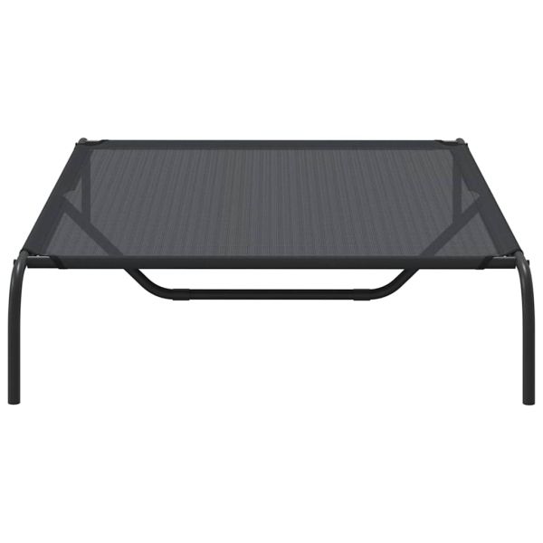 Повдигнато легло кучета черно 130x80x20 cm Текстилен и стомана