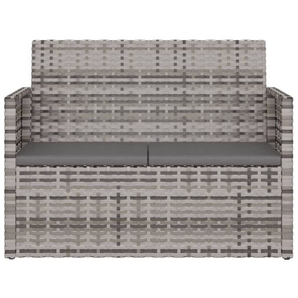 Градинска пейка с възглавници, сива, 105 см, полиратан