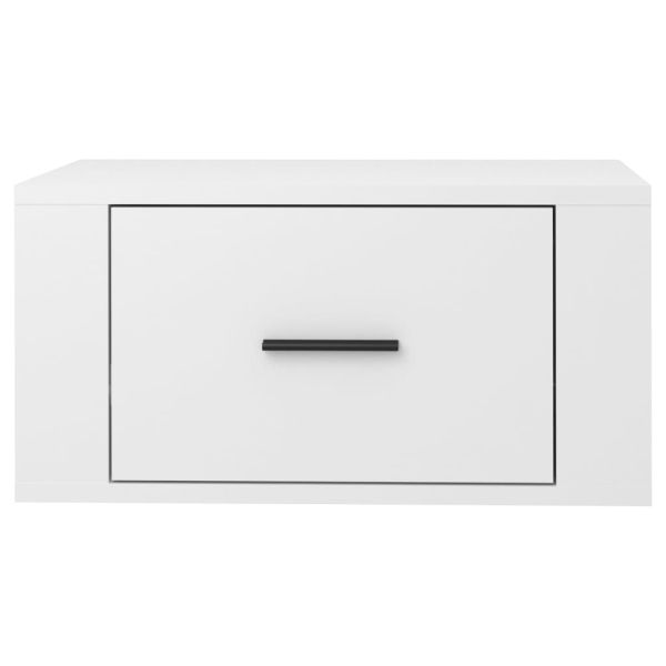 Нощно шкафче за стенен монтаж, бял гланц, 50x36x25 см