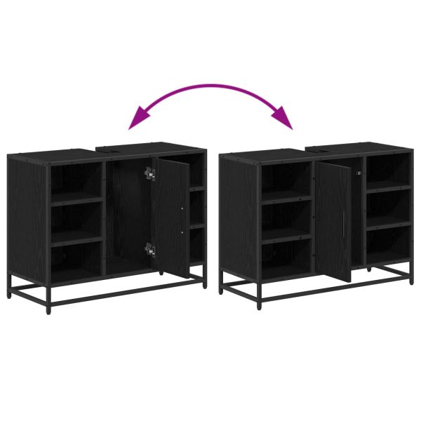 Шкаф за баня с рафт Черния дъб 80 x 33 x 60 см Инженерно дърво