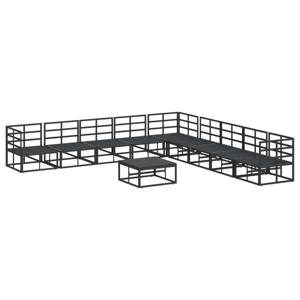 Градински Софа Комплект с възглавница 10 pcs Черно Алуминий