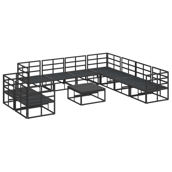 Градински Софа Комплект с възглавница 10 pcs Черно Алуминий