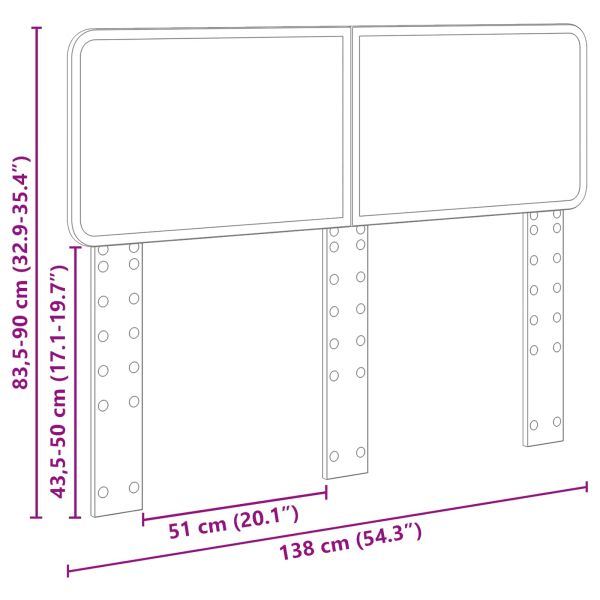 Облегалка за глава с таблото Старо дърво 135 cm Инженерно дърво