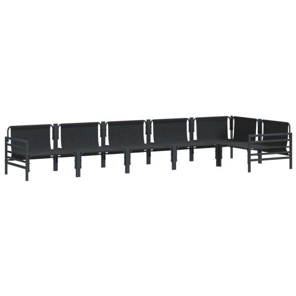 Градински Софа Комплект с възглавница 6 pcs Черно Стомана
