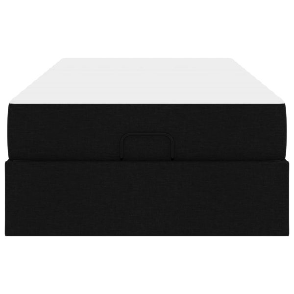 Рамка за легло с матрак с матрак 2 pcs Черно текстил