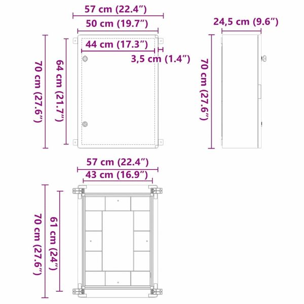 Контролен шкаф Сив 47 x 20 x 60 см ABS пластмаса
