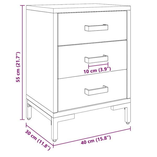 Нощно шкафче, черно, 40x30x55 см, бор масив