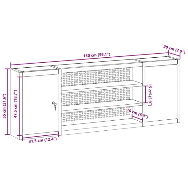 Шкаф за инструменти с рафт Черен и Сив 50 x 20 x 55 см