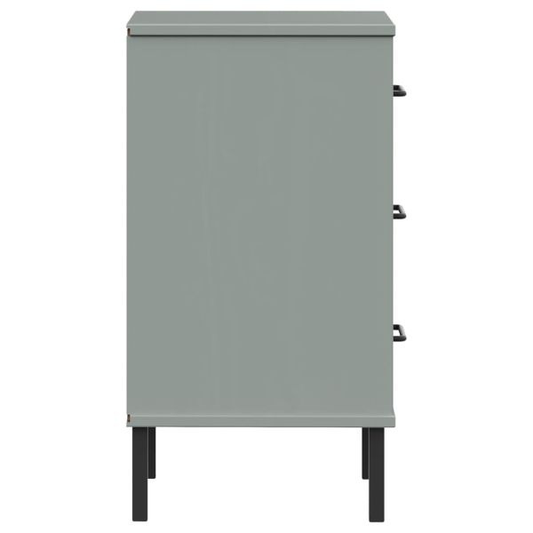 Нощно шкафче с метални крака сив бор масив OSLO