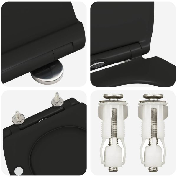 Тоалетна седалка Черно 47 x 37,5 x 3,8 см Дуропласт