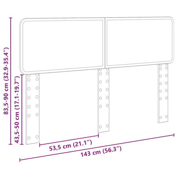 Облегалка за глава с таблото Сив Сонома 140 cm Инженерно дърво