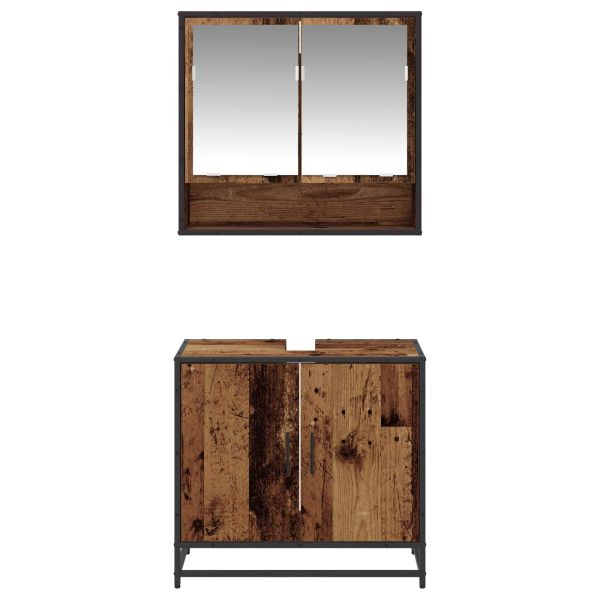 Комплект мебели за баня 2 pcs Старо дърво Инженерно дърво