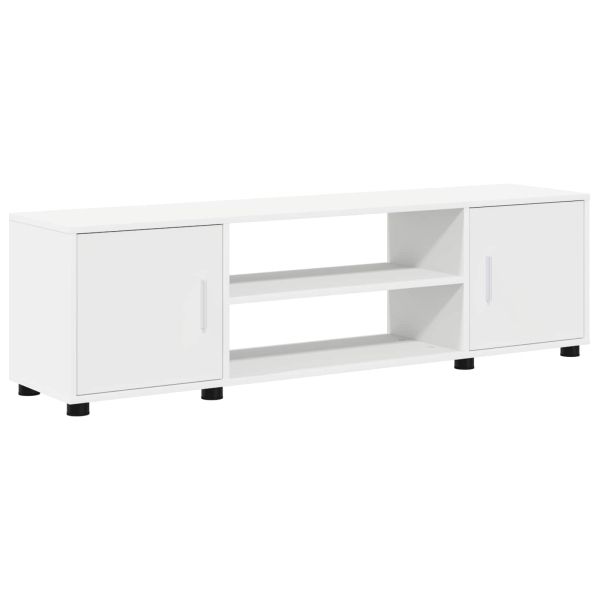 Комплект ТВ шкаф Монтиране на стена 4 pcs Бяло Инженерно дърво