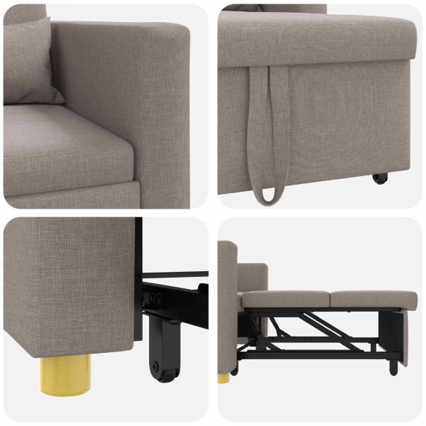 Разтегателен диван с единично легло Таупе 90 x 165 x 87 см