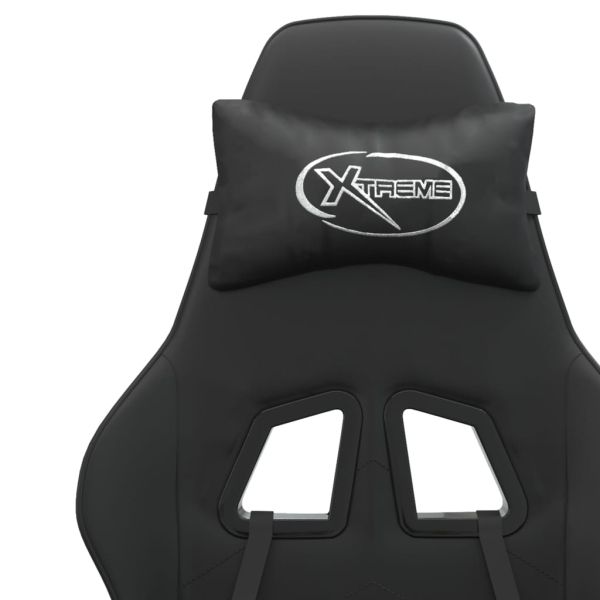 Гейминг стол, черен, изкуствена кожа