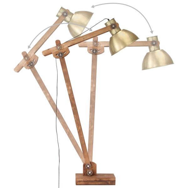 Наземна лампа, месинг, мангово дърво масив, E27