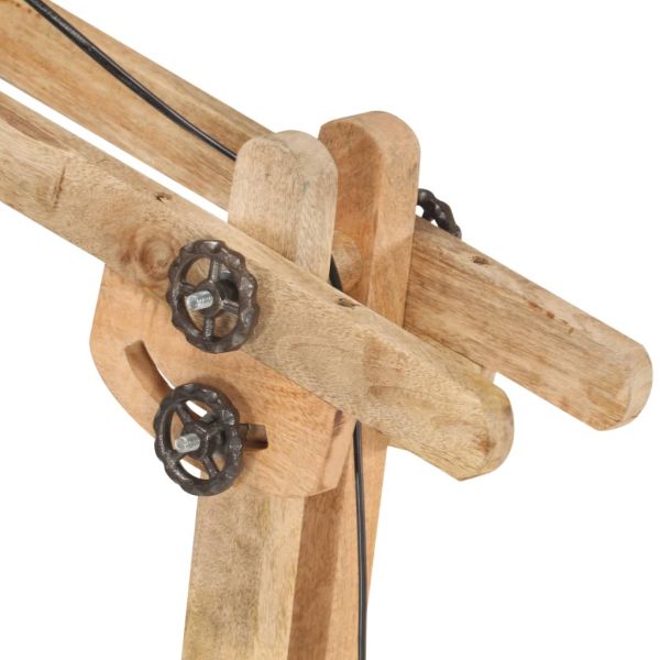 Наземна лампа, бяла, мангово дърво масив, E27